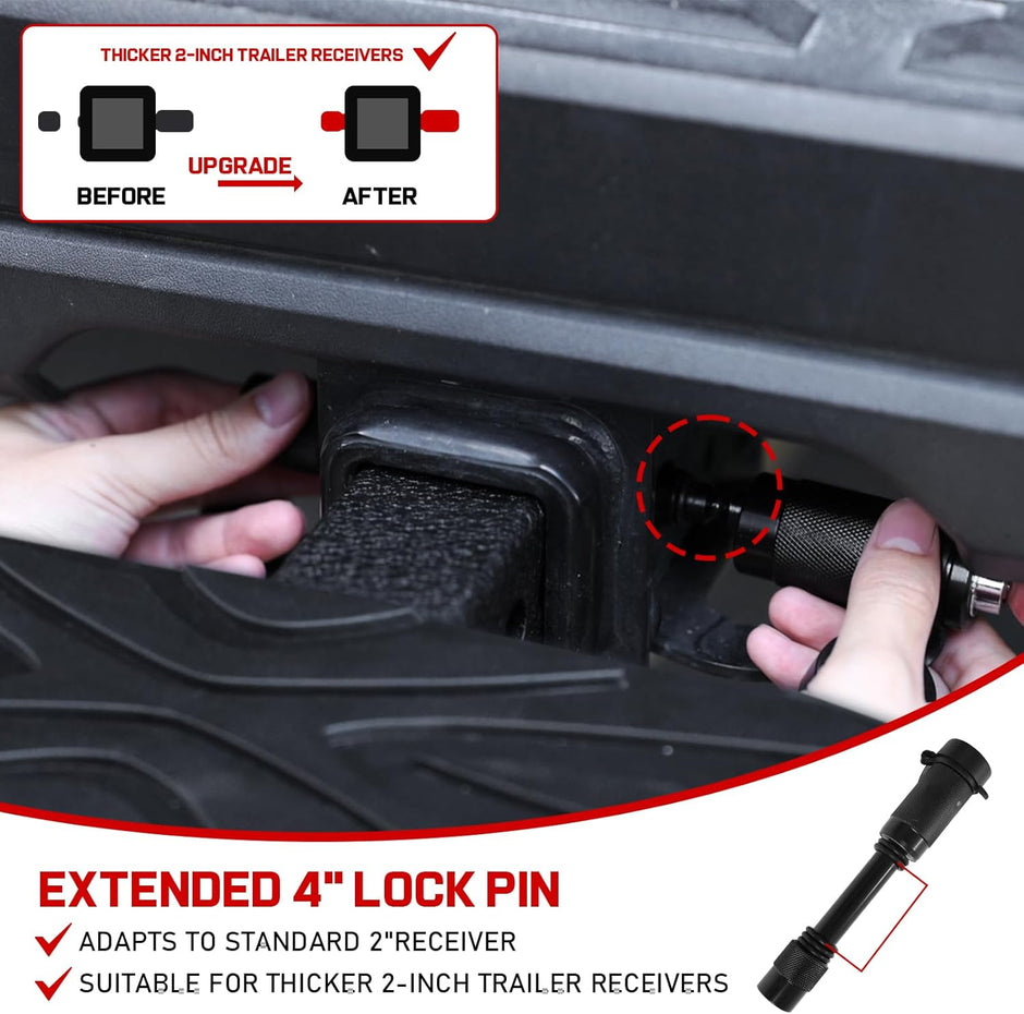  If your vehicle is a new model of the 2025 Toyota(LC 250, Tacoma, 4Runner, etc.), your step for hitch receiver may require a longer lock pin. You can contact us for a replacement longer lock pin.