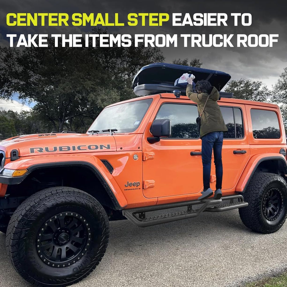 The special structural design not only allows the bars to fit more closely to the truck, but also better protects the Wrangler rocker panel from potential damage, no matter in the case of city driving or off-road adventures.