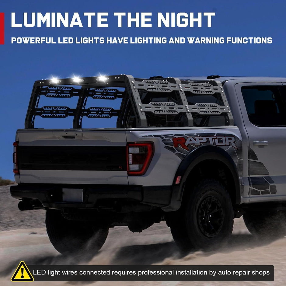 It comes with three led light bars for provide illumination during nighttime driving. and it provides warning lighting to avoid vehicle collision and ensure driving safety.