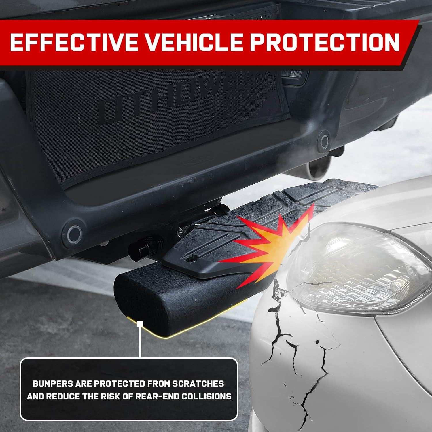 Upgraded locking pins instead of ordinary hitch pin and clip, provided with additional stabilizers, enhances the stability of the connection between the hitch bumper steps and the vehicle, and also improves the safety of use.