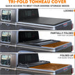 Binary Star Soft Tri-Fold Truck Bed Tonneau Cover Compatible with 2020-2026 Jeep Gladiator JT 5ft Bed (w or w/o Track Rail System), 26.5oz Heavy-Duty Vinyl, Weather Resistant Bed Cover for Pickup Truck