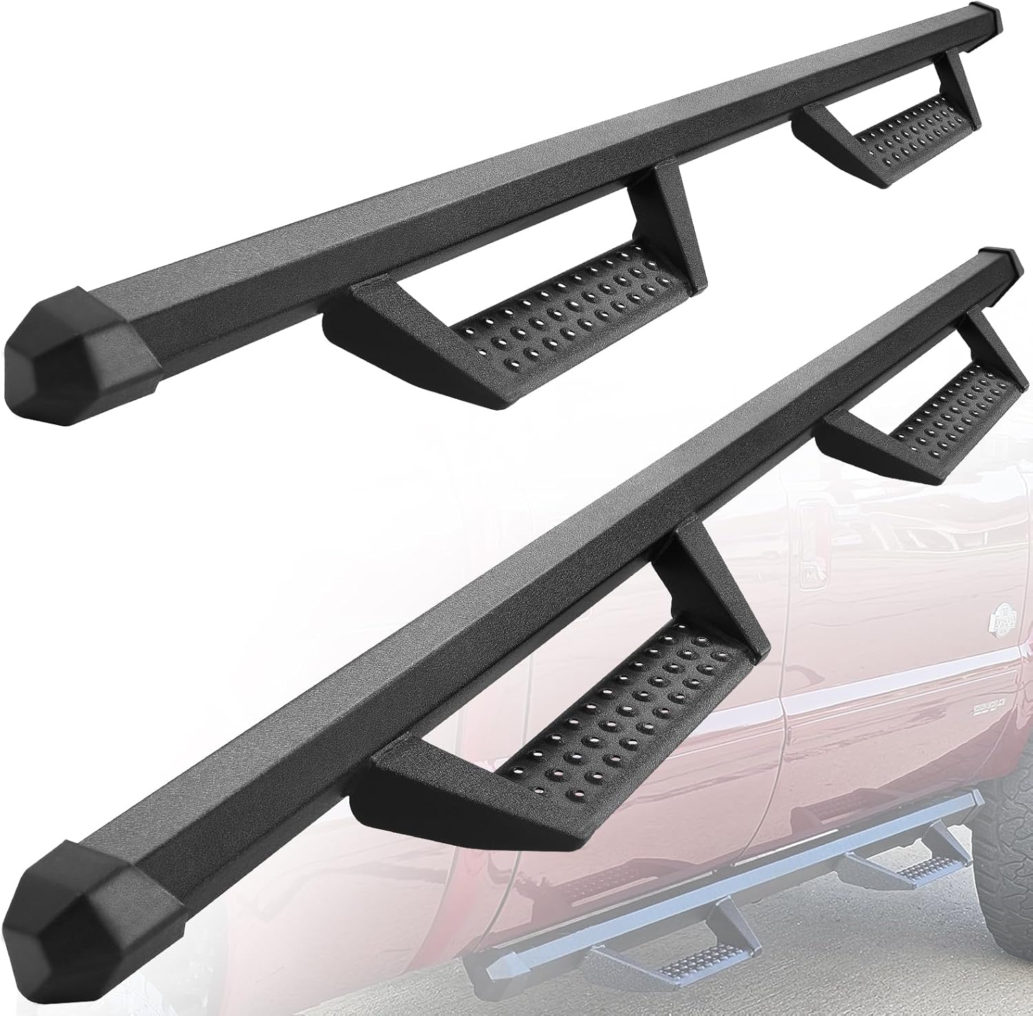 
BINARY STAR Running Boards Compatible with Vehicle 2019-2025 Ford Ranger SuperCrew cab 4 Full-Size Doors, 4.7 Inches Drop Down Side Steps, Nerf Bars Ranger Step Bars Made with Carbon Steel.