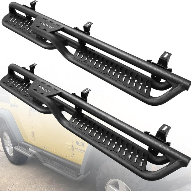 BINARY STAR Running Boards Compatible with Vehicle 2018-2025 Jeep Wrangler JL 4 Doors, Wavy Style Nerf Bars, 6 Inch Wrangler JL Black Side Step Bars Made with Carbon Steel.