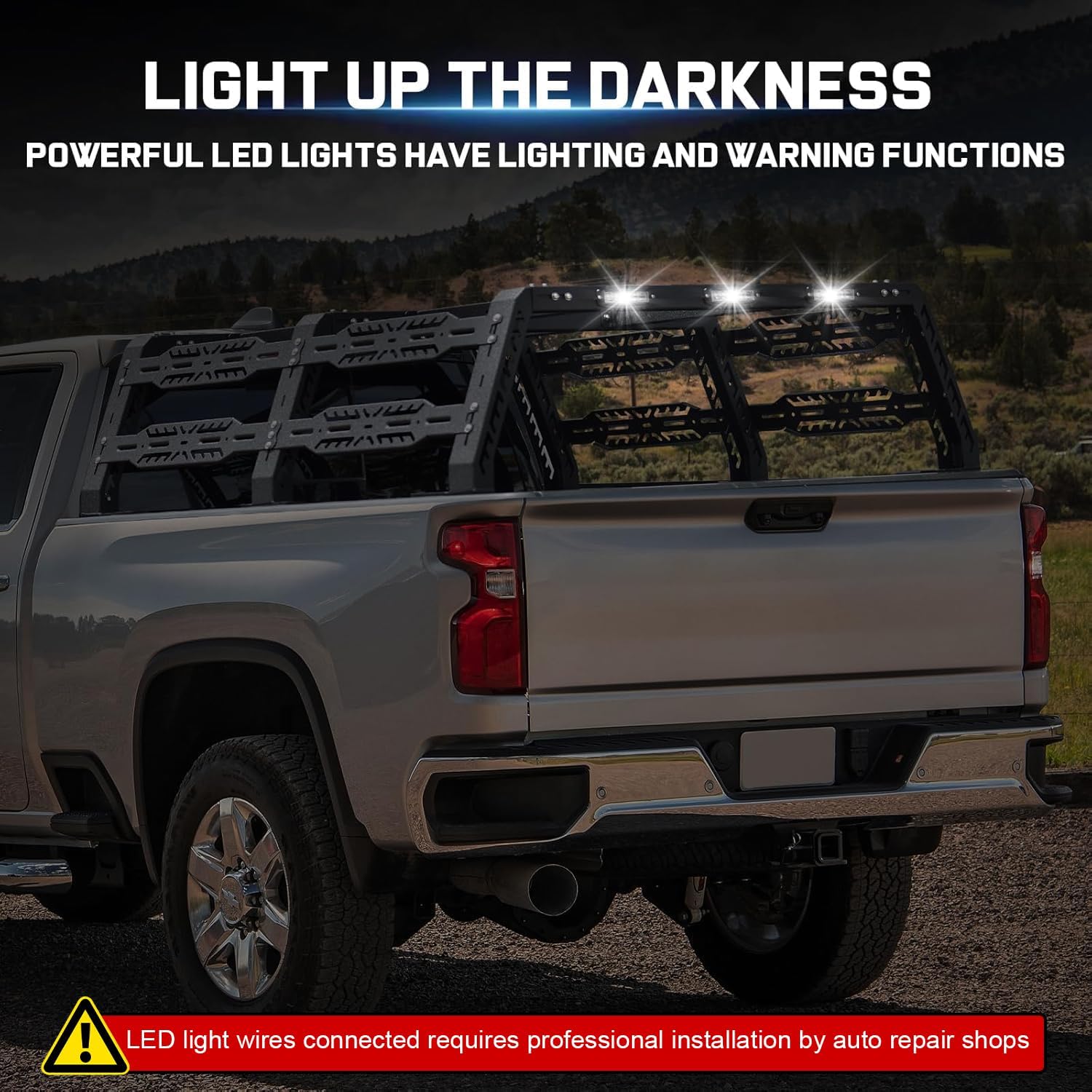  It Comes with Three LED Light Bars for Provide Illumination During Nighttime Driving. And It Provides Warning Lighting to Avoid Vehicle Collision And Ensure Driving Safety.