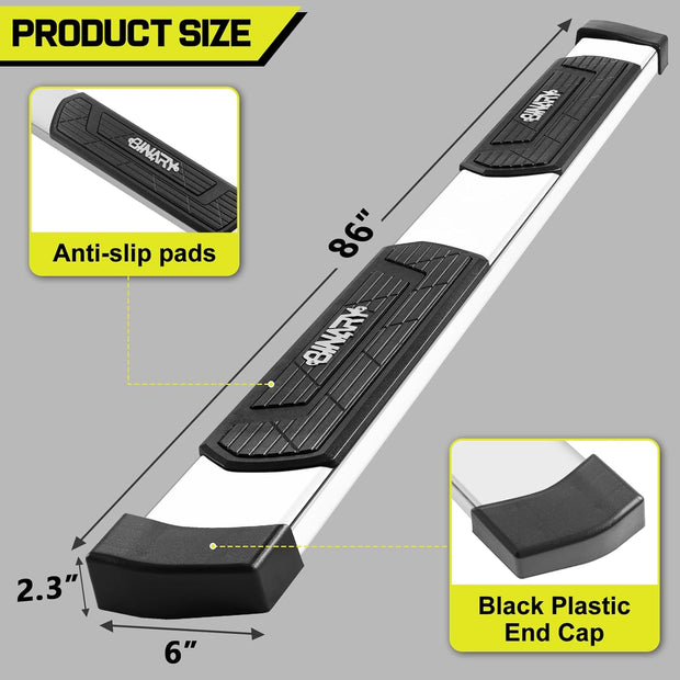 Binary Star 6 Inch Running Boards Compatible with 2019-2026 Ram 1500 Crew Cab (excl. Classic/2500/3500), Ram 1500 Rock Sliders Nerf Bars Step Bars Made with High Light Stainless Steel.