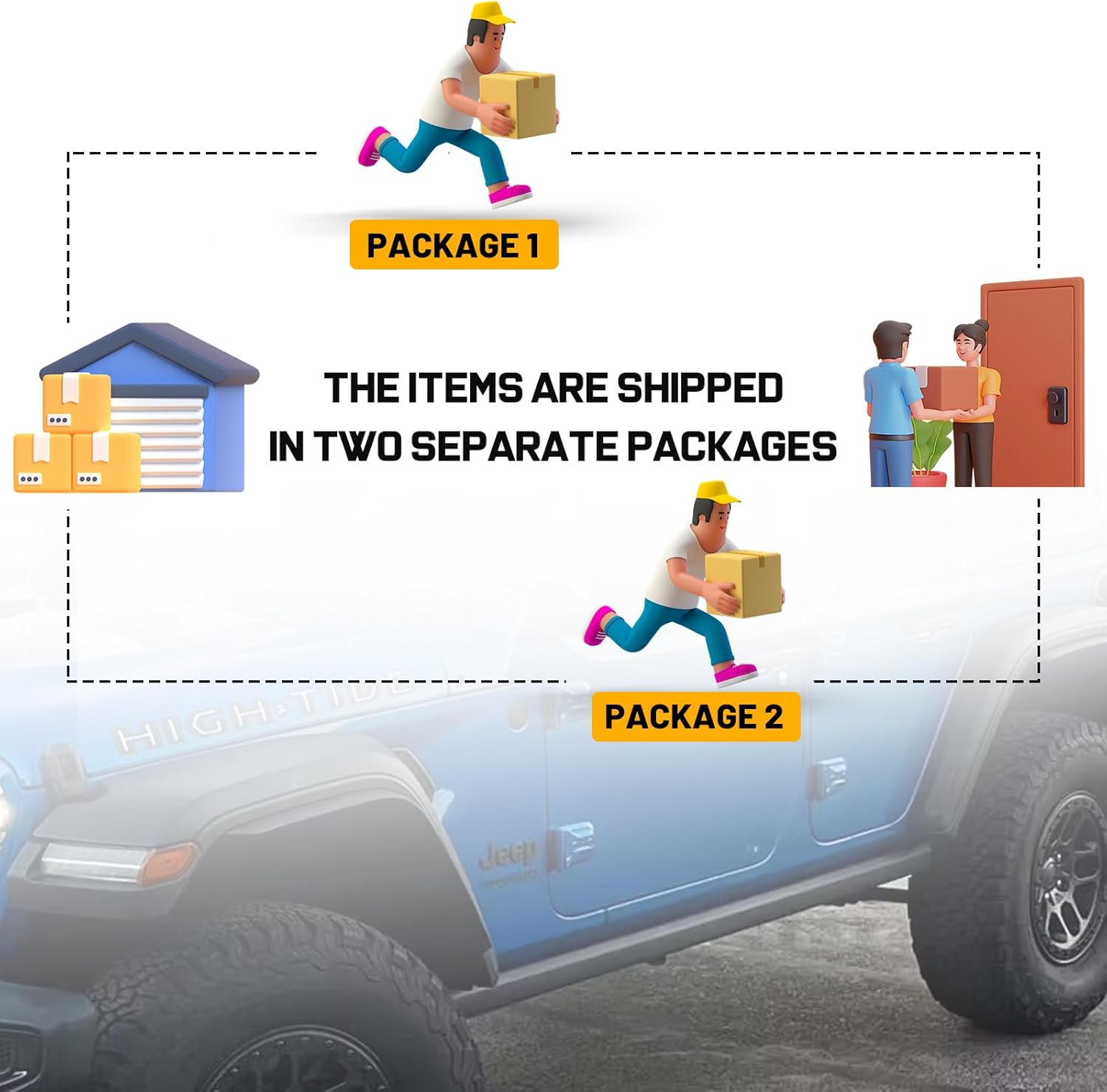 The truck rack is shipped in two separate packages.