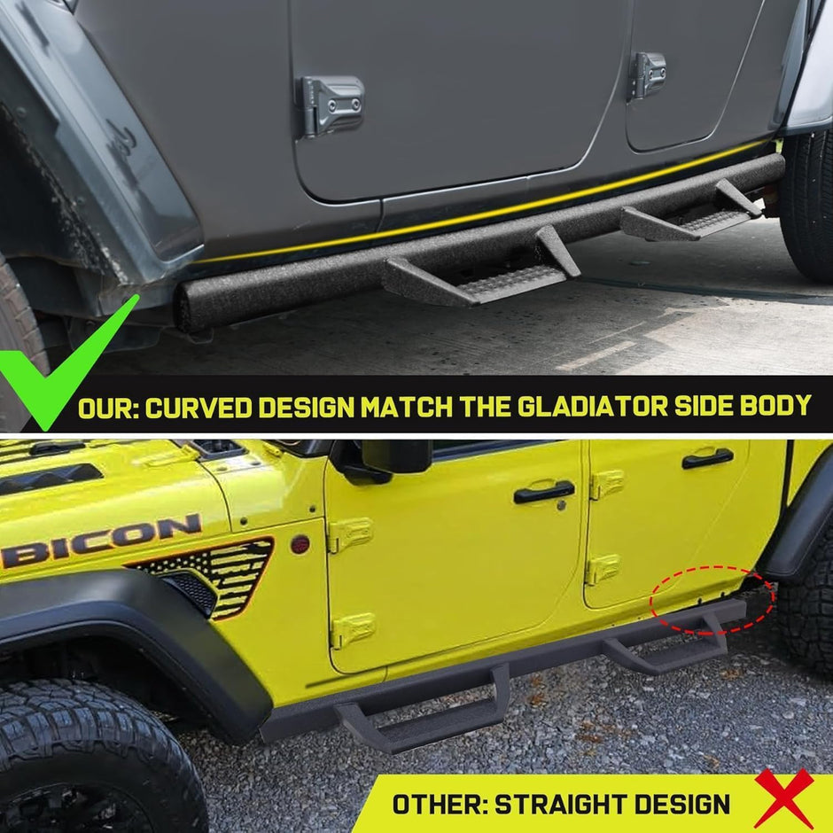 FITMENT: Truck Running boards compatible with 2020-2025 Jeep Gladiator JT 4 Door.