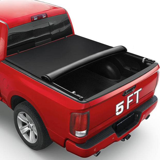Soft Roll-up Truck Bed Tonneau Cover Compatible with 2016-2023 Toyota Tacoma(Excl. Trail) with Track Rail System 5ft Bed, 26.5oz Soft Vinyl Truck Cover, All-Weather Tacoma Tonneau Cover.