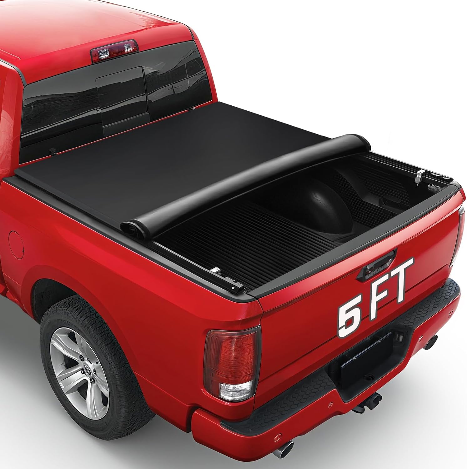 Roll-Up Soft Vinyl Truck Bed Tonneau Cover Compatible with 2022-2025 Toyota Tundra 5.5ft Bed Length Black Truck Bed Cover, 26.5oz Soft Vinyl Truck Cover.