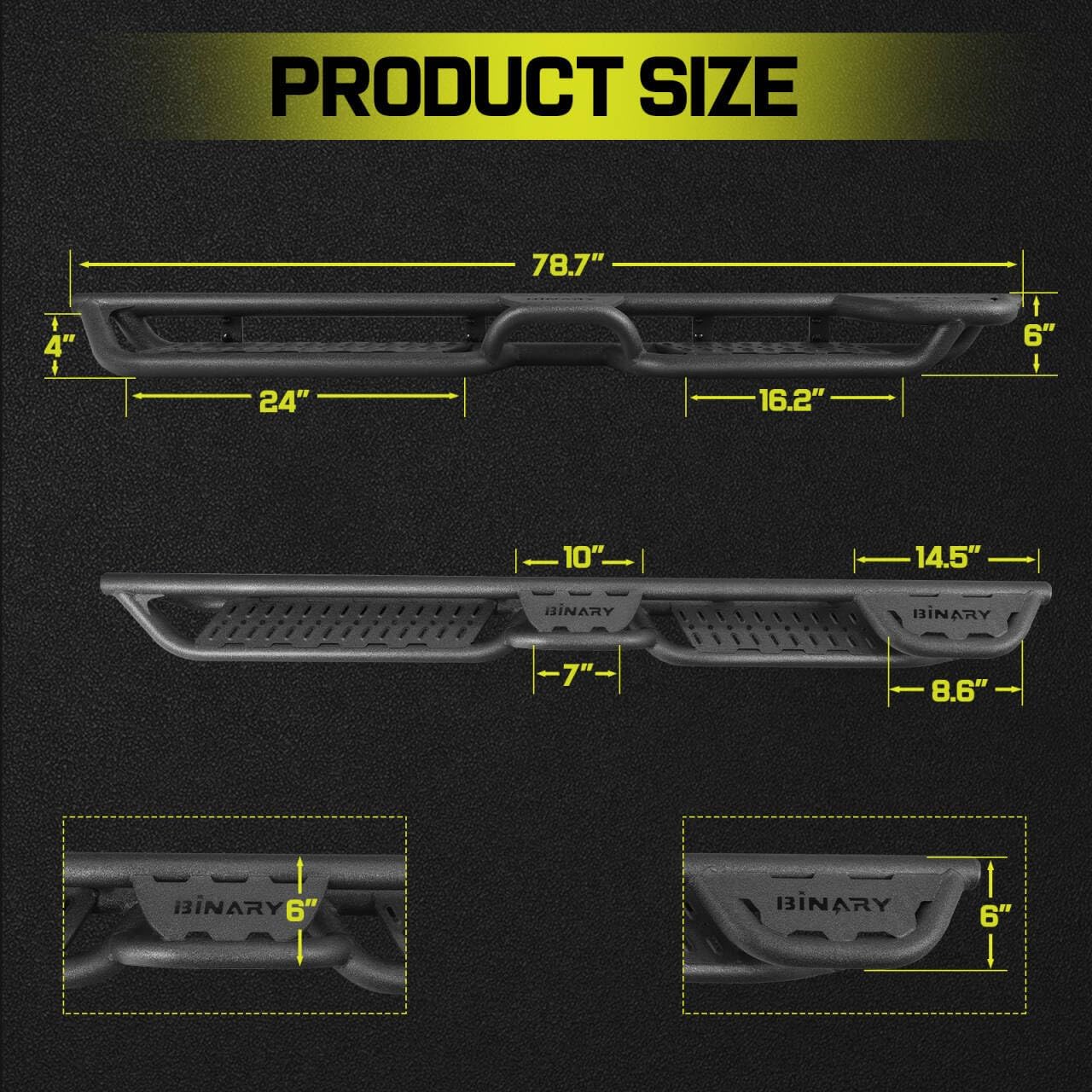 The running boards come with 8 brackets. 4 brackets on each side to support the step bar, for more stability and peace of mind when using the running board.