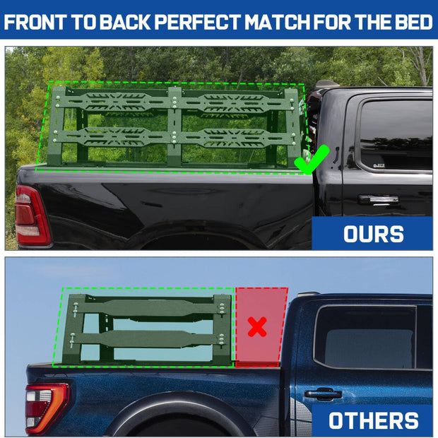 . Customized specifically for Tacoma to perfectly match the bed from front to back. Most universal products are designed to be a little shorter in order to fit a wide range of vehicles.