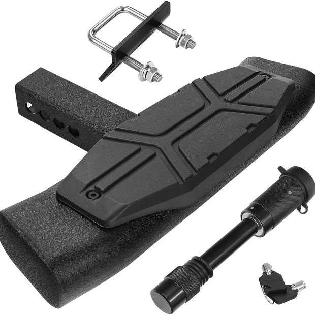 Trailer Hitch Step for 2" Hitch Receiver Universal Fit for Trucks SUV Car Van, Carbon Steel with Dual-Stage Black Powder Anti-Slip Tow Hitch Step