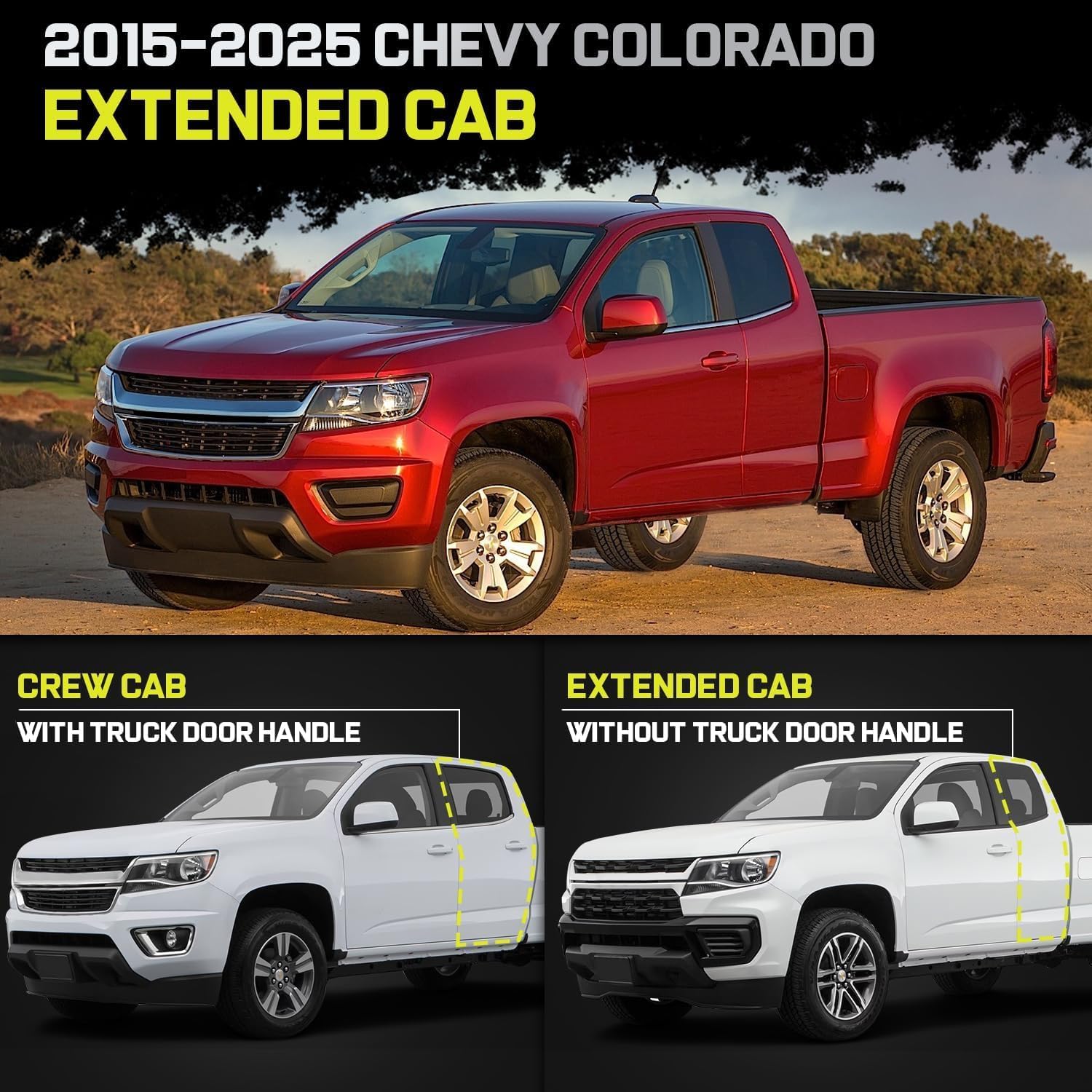 Truck Running Boards Compatible with Chevy Colorado/ Gmc Canyon 2015-2025 Extended Cab Double Cab with 2 Full-size Front Doors and 2 Half-size Rear Doors. It Does Not for Crew Cab with 4 Full-size Doors.