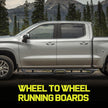 The extended length extends from the rear of the front wheel through the truck cab to the front of the rear wheel, giving you an all-round boost from the different functional and positional layouts of the side steps. The Colorado running board fits close to the body curves, making the body better protected from collisions.