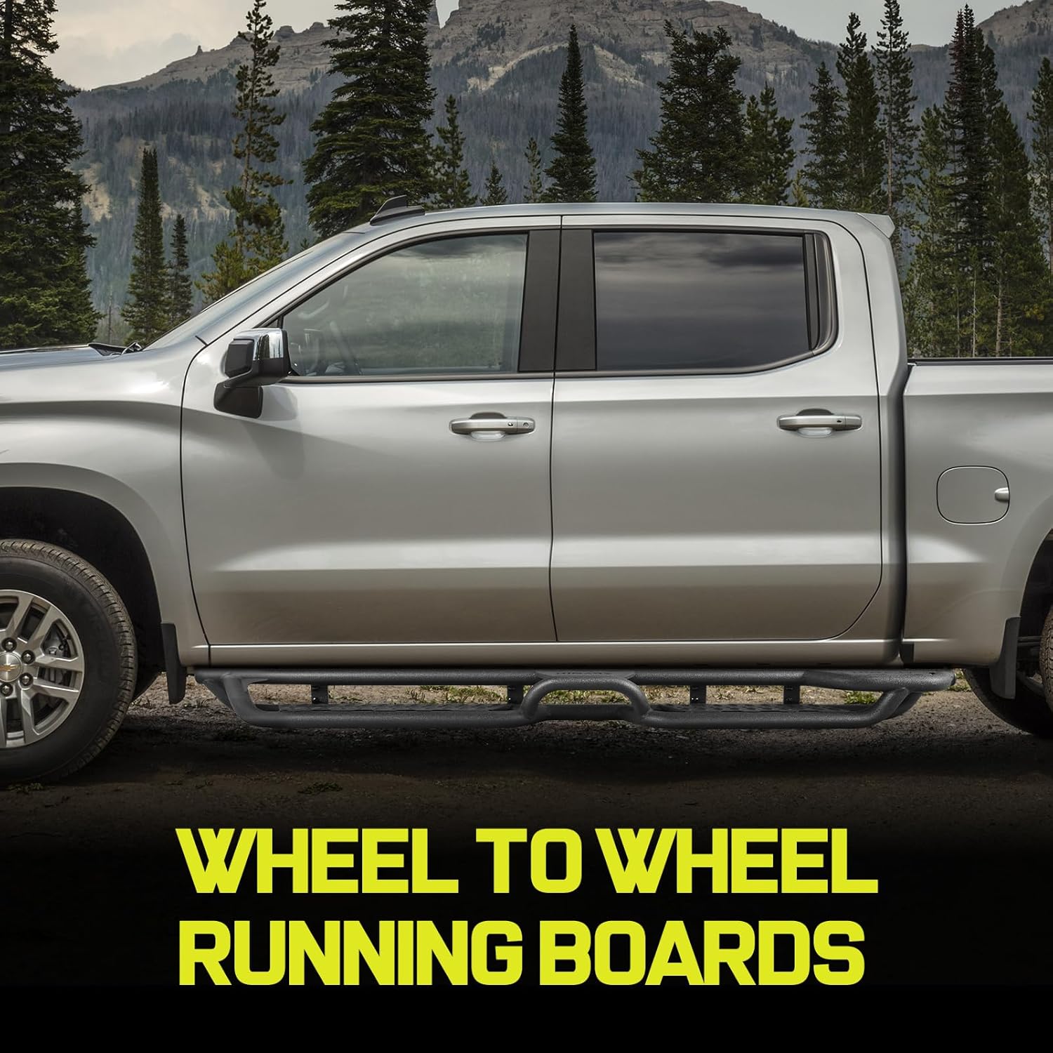 The extended length extends from the rear of the front wheel through the truck cab to the front of the rear wheel, giving you an all-round boost from the different functional and positional layouts of the side steps. The Colorado running board fits close to the body curves, making the body better protected from collisions.