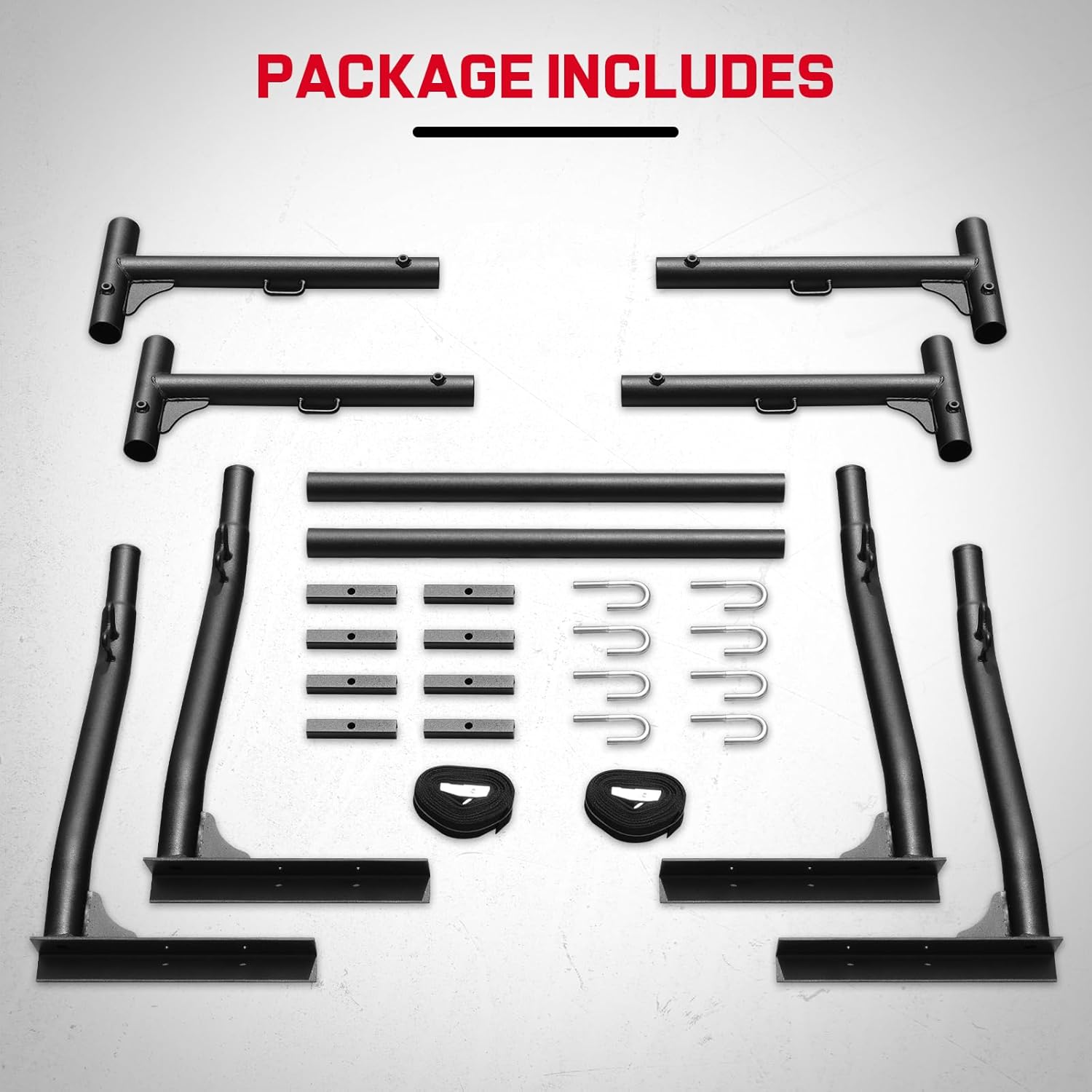Binary Star 46-71” Heavy Duty Carbon Steel Truck Ladder Rack, Universal Non-Drilling Cargo Rack for Most Truck, 800Ibs Loading Capacity, Overland Ladder Rack for Kayak, Surfboard, Lumber, Ladder.