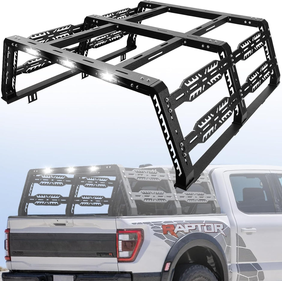 Binary Star Overland Bed Rack for Full Size Truck 22.5" Bed Rack Compatible with Ford/Dodge Ram/Nissan Titan/Silverado（6.5FT）/Sierra/Tundra Without Tonneau Bed Cover.
