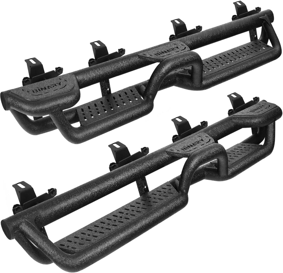 BINARY STAR Running Boards Compatible with Vehicle 2020-2025 Jeep Gladiator Jt 4 Door. Wheel to Wheel Running Boards Made with Carbon Steel. 6 Inch Gladiator Side Steps Step Bars Nerf Bars.