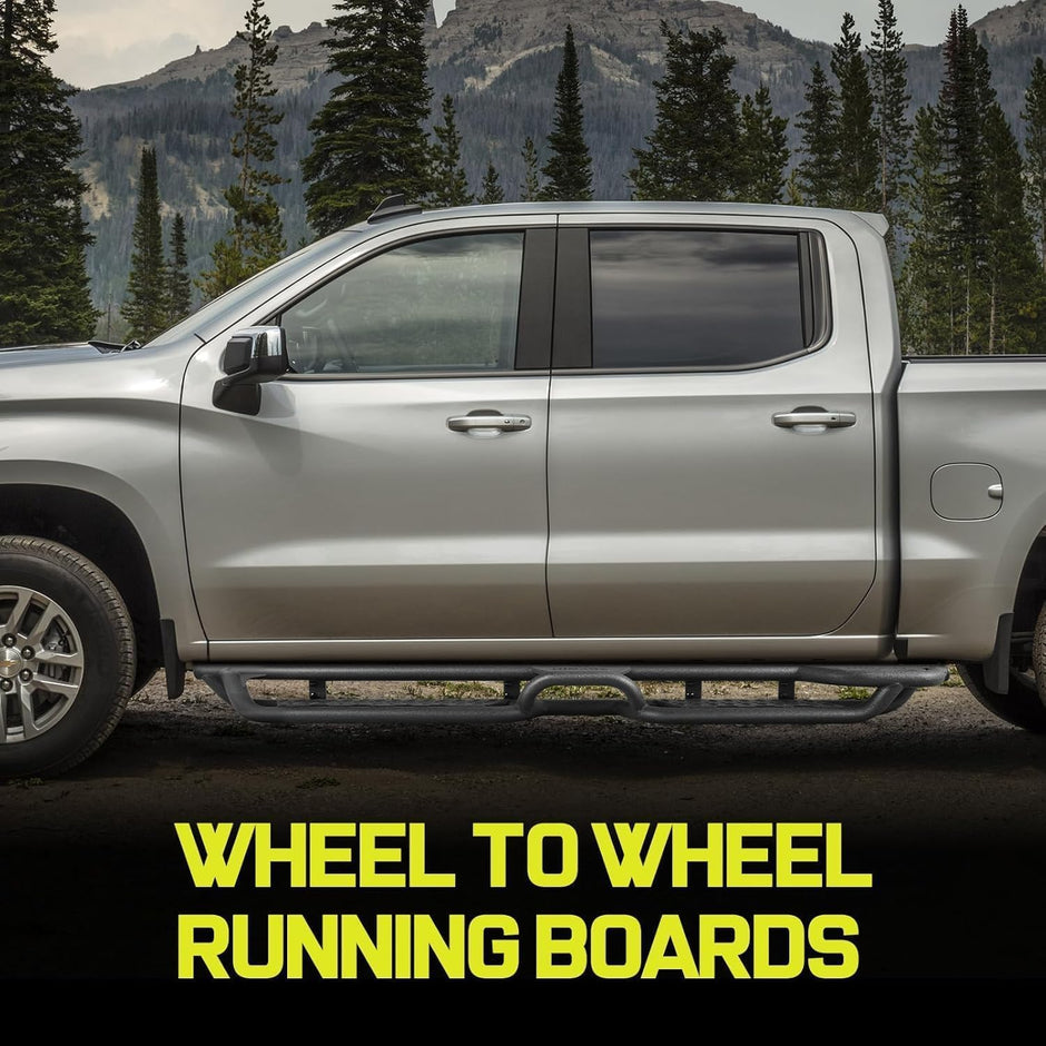 The center small step and bed access step are cleverly positioned in the middle of the steps and near the rear wheel, designed for passengers who need extra height to reach items on the roof or inside the truck bed.