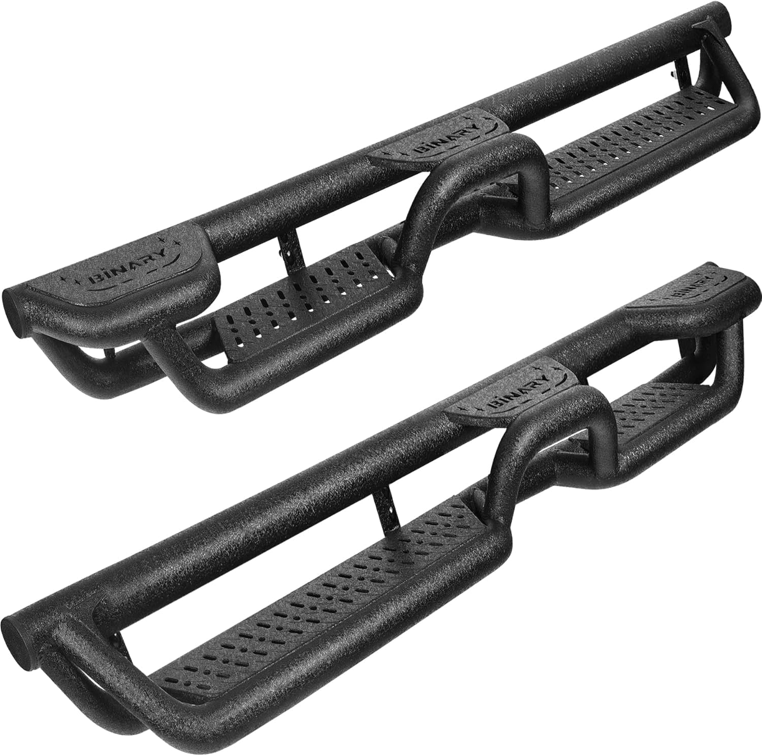 BINARY STAR Running Boards Compatible with Vehicle 2019-2025 Ford Ranger Super Crew Cab, 6 Inch Ranger Step Bars with Bed Access and Middle Side Steps, 4-Steps Design Black Nerf Bars.