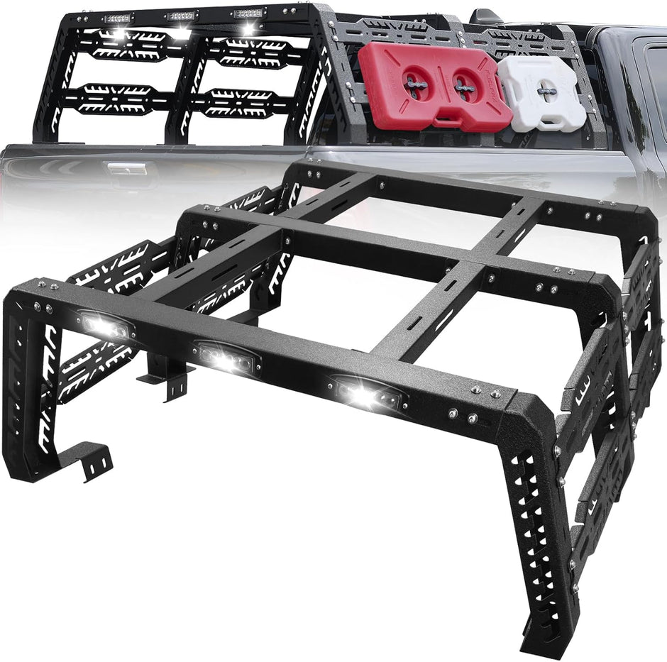 Overland Bed Rack for Full Size Truck 21" Bed Rack Compatible with 2009-2025 Ford F150/2009-2025 Dodge Ram 1500/2004-2025 Nissan Titan, for Without Factory Bed Rails and Tonneau Bed Cover.