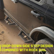 Unique drop down side steps with a hollow design for effective water drainage and slip resistance. 4
