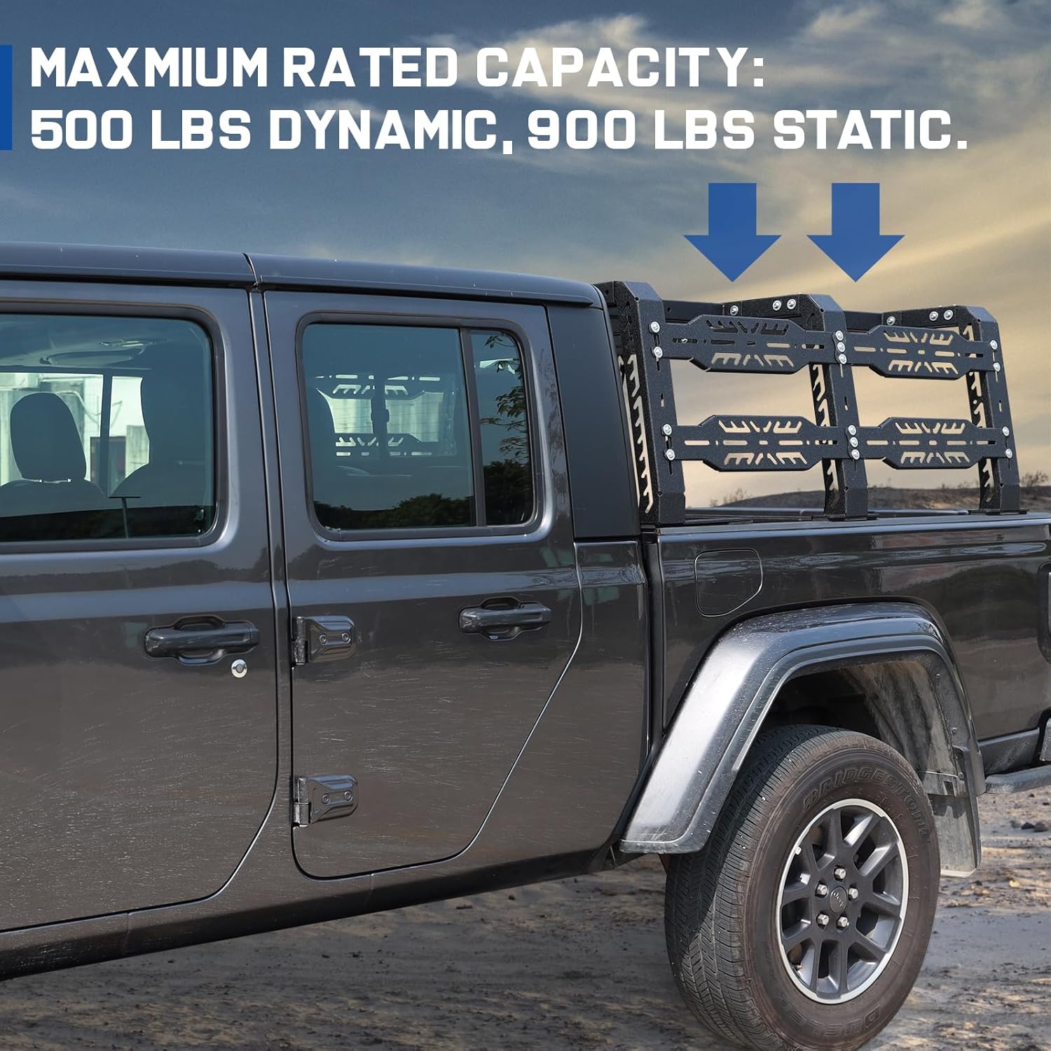 The Gladiator Bed Rack Is Constructed Of 3mm Thick Carbon Steel To Maximize Weight Capacity, With A Static Weight Capacity Of 900 LBS And A Dynamic Weight Capacity Of 500 LBS.
