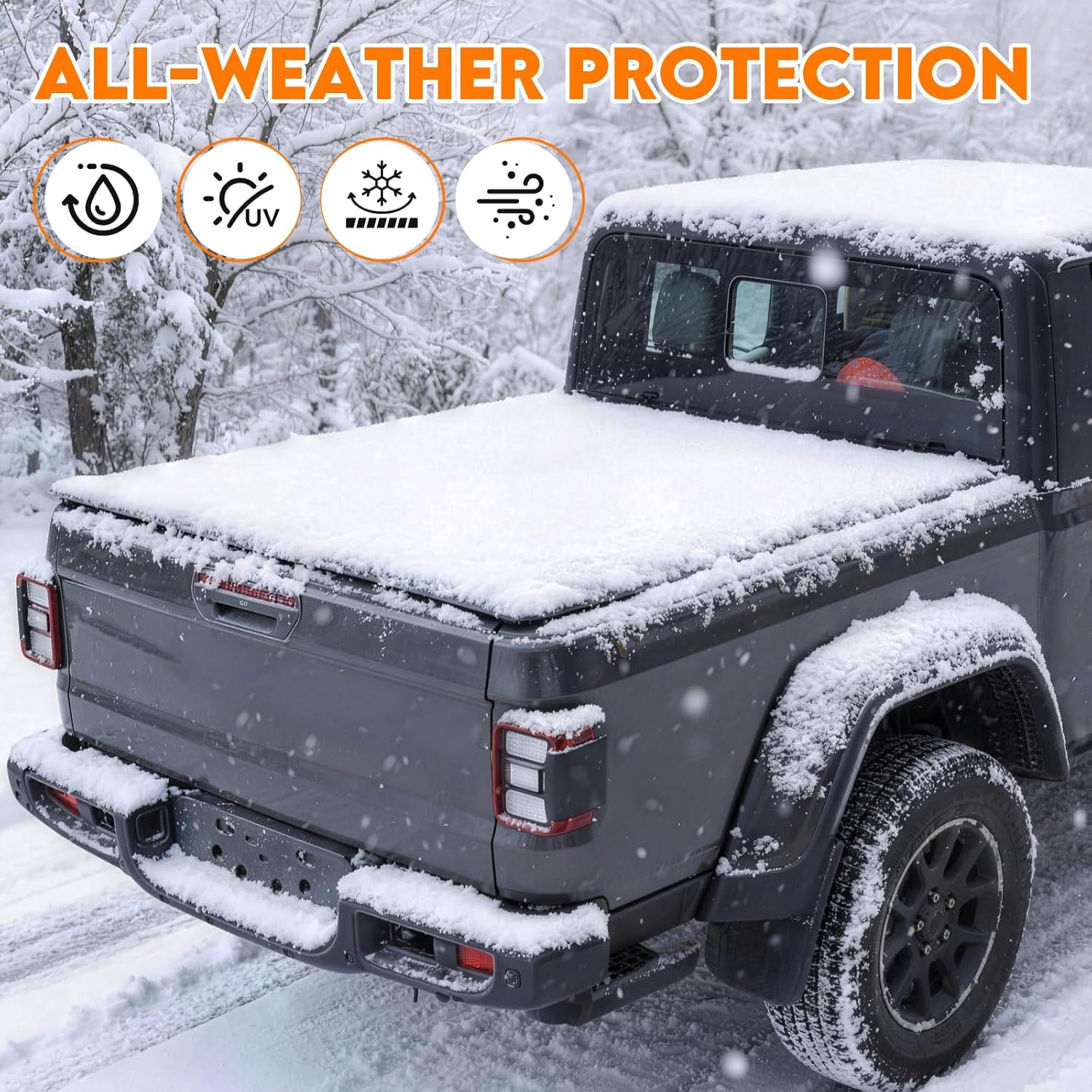 Binary Star Soft Tri-Fold Truck Bed Tonneau Cover Compatible with 2020-2026 Jeep Gladiator JT 5ft Bed (w or w/o Track Rail System), 26.5oz Heavy-Duty Vinyl, Weather Resistant Bed Cover for Pickup Truck