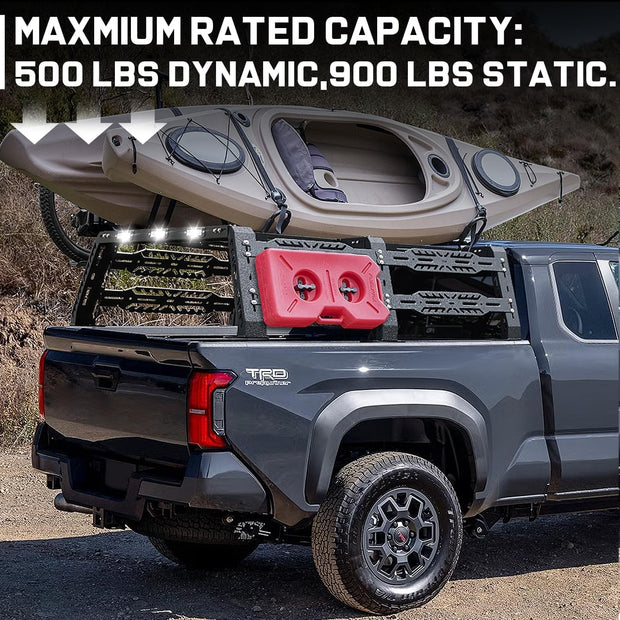 Binary Star 18" Rack Compatible with 2024 2025 Toyota Tacoma with Factory Bed Rails, for Without Tonneau Cover. Overland Bed Rack Truck Bed Racks for Tacoma.