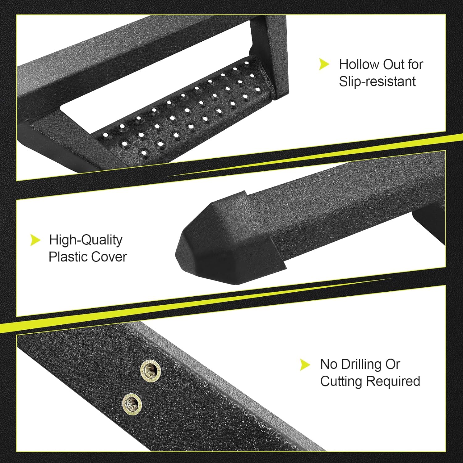 BINARY STAR Running Boards Compatible with Vehicle 2007-2021 Toyota Tundra CrewMax Cab, 4.7 Inches Drop Down Side Steps, Tundra Step Bars, Nerf Bars Made with Carbon Steel.