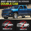 Truck running boards compatible with 2007-2018 Chevy Silverado/GMC Sierra 1500 double cab(excl. 2007 classic model), 2007-2019 Silverado/Sierra 2500 3500 double cab, 2019 Silverado 1500 LD double cab, 2019 Sierra 1500 Limited double cab with 2 narrow rear doors. It does not for crew cab with 4 full-size doors or all diesel engine model.