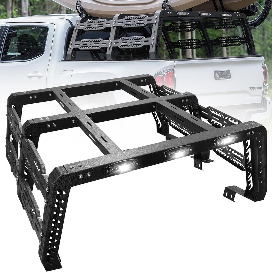 Upgraded 18" Bed Rack Compatible with 2005-2023 Toyota Tacoma with Factory Bed Rails, for Without Tonneau Bed Cover. Overland Bed Rack Truck Bed Racks for Tacoma.