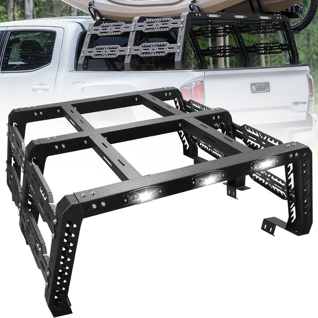 Upgraded 18" Bed Rack Compatible with 2005-2023 Toyota Tacoma with Factory Bed Rails, for Without Tonneau Bed Cover. Overland Bed Rack Truck Bed Racks for Tacoma.