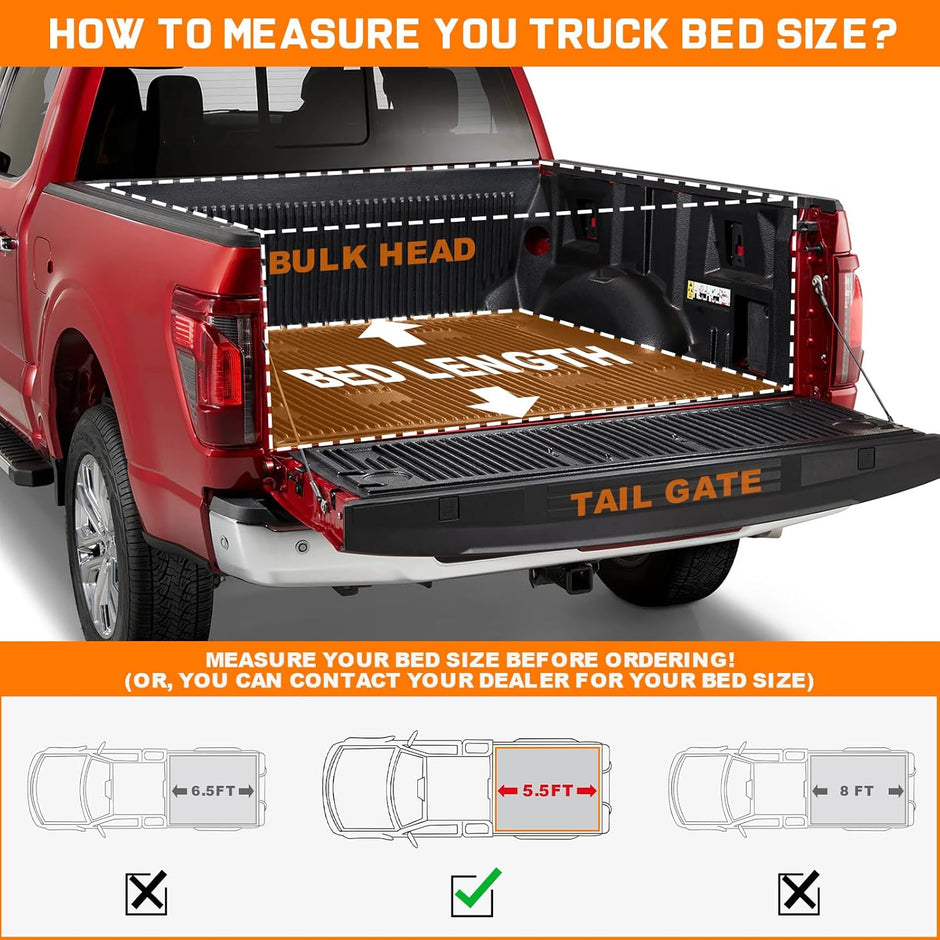 Binary Star Roll-Up Soft truck bed tonneau cover compatible with 2022-2025 Toyota Tundra 5.5ft Bed.
