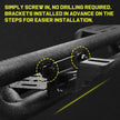 Detailed instructions are included and no special installation tools such as Pneumatic tools are required. Package includes two step bars, bracket and mounting parts. The brackets have been installed on the running board in advance to save more installation time.