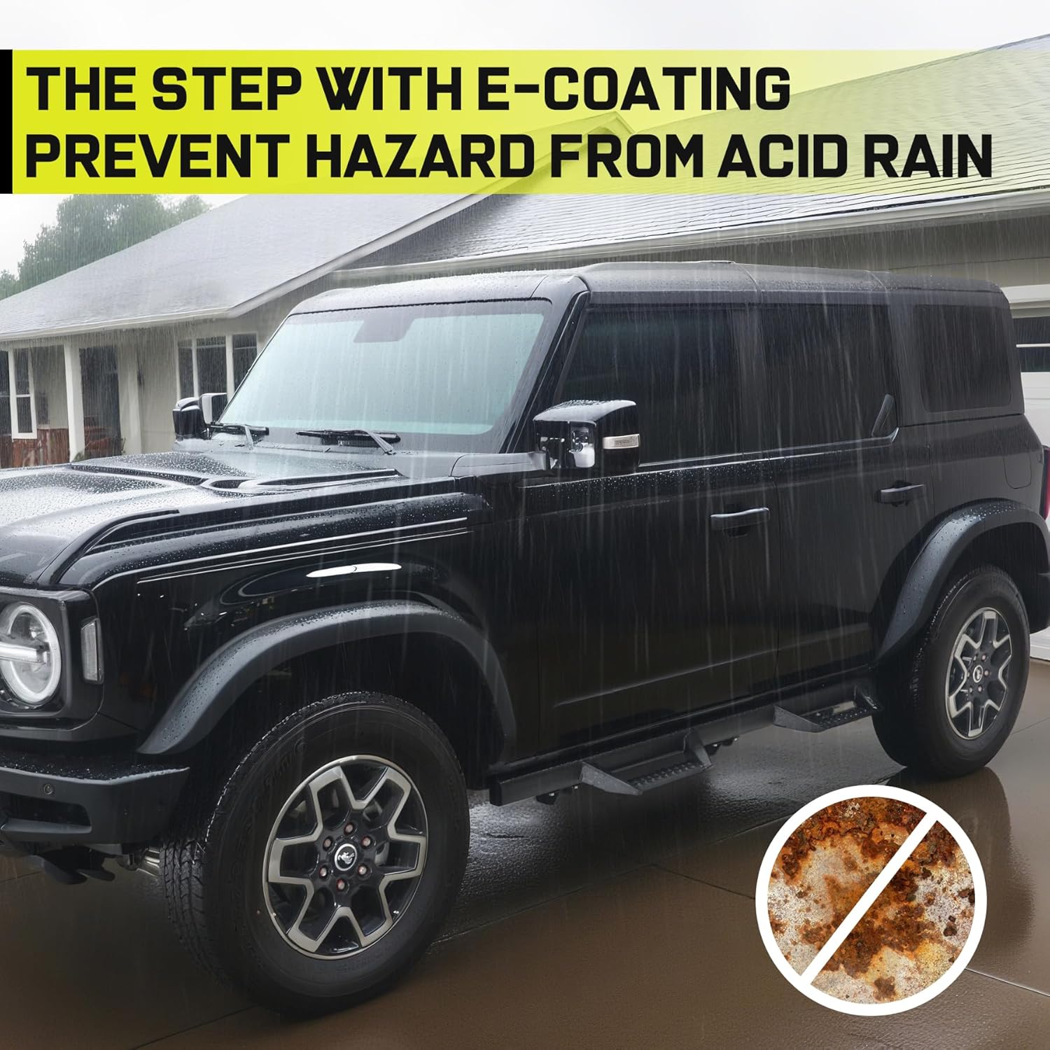 Rock Rails Design - BINARY STAR Bronco running boards feature the same design as the stock rock rails for a snug fit. BINARY STAR rock rails design running boards protect the sides and chassis while allowing for easy passenger access.