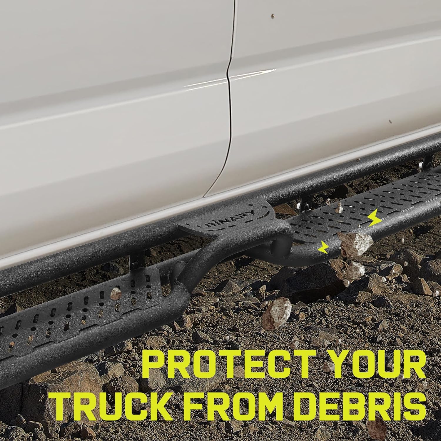 The truck side steps are made of three sturdy carbon steel tubes in a triangular structure to provide good support. The special structural design not only allows the bars to fit more closely to the truck, but also better protects the Silverado rocker panel from potential damage, no matter in the case of city driving or off-road adventures.