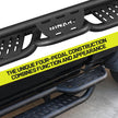 Binary Star's truck side steps feature a revolutionary 4-step design that is not only beautiful but also extremely practical. The center small step and bed access step are cleverly positioned in the middle of the steps and near the rear wheel, designed for passengers who need extra height to reach items on the roof or inside the truck bed. Also convenient for two people to stand on small steps at the same time to pick up heavy objects on the roof of the truck.