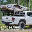 The overland bed rack is constructed of 3mm thick carbon steel to maximize weight capacity, with a static weight capacity of 900 LBS and a dynamic weight capacity of 500 LBS.
