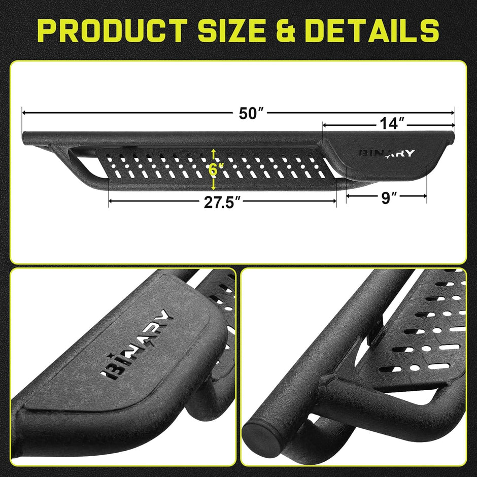 The total length of the footrest is 50 inches, and the width is 6 inches.