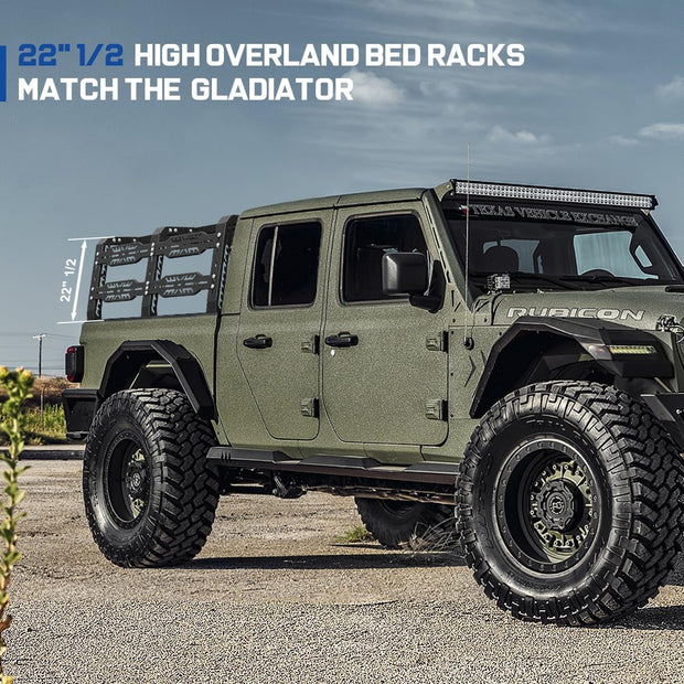 22" 1/2 High Jeep Gladiator Bed Rack, match the Jeep Gladiator Jt Without Tonneau Cover