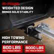 15-Pound weighted design truck hitch crafted from high-strength carbon steel and alloy material, our hitch boasts a remarkable 8000 LBS GTW (Gross Trailer Weight) and a max tongue weight of 800 LBS. This robust construction guarantees stable and safe towing, whether you're hauling heavy loads or navigating rough terrains.