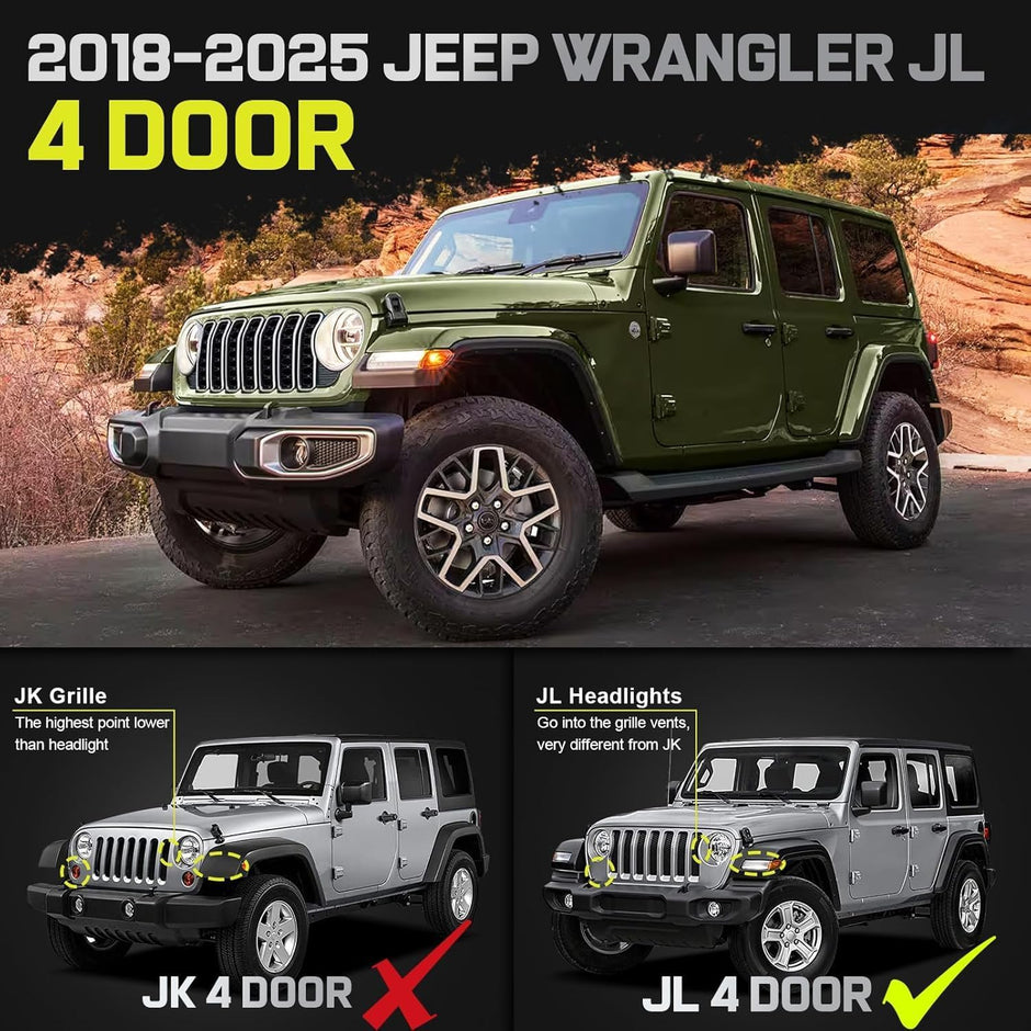 Truck running boards compatible with 2018-2025 Wrangler JL 4 Door. (Does not compatible with 2018 Jeep Wrangler JK). Please confirm the cab size picture in the listing before ordering.