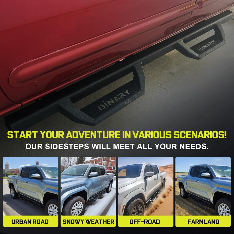 4.3 Inches Drop Down Side Steps- The steps help people who have difficulty getting in and out of the Silverado trucks, bringing people a more convenient life.