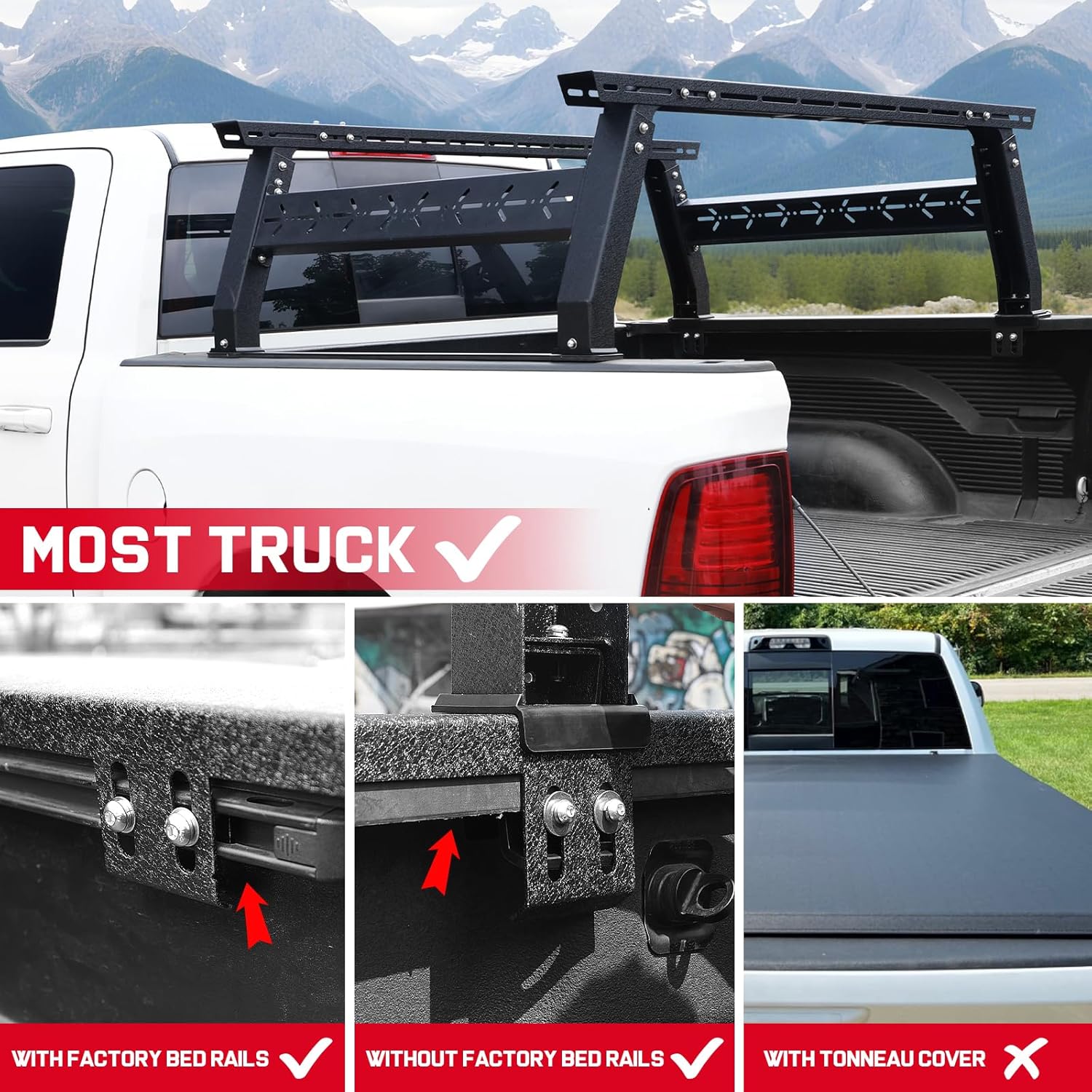 Binary Star ladder rack compatible with 2015-2025 Chevy Colorado & GMC Canyon/2005-2025 Frontier/2005-2025 Toyota Tacoma/2004-2025 Ford F-150/1999-2025 Ford F-250 F-350 Super Duty/2007-2024 Toyota Tundra/2002-2025 Dodge Ram 1500/2003-2024 Dodge Ram 2500 3500/2007-2025 Chevy Silverado 1500/ GMC Sierra 1500/2004-2025 Nissan Titan/2016-2024 Titan XD.