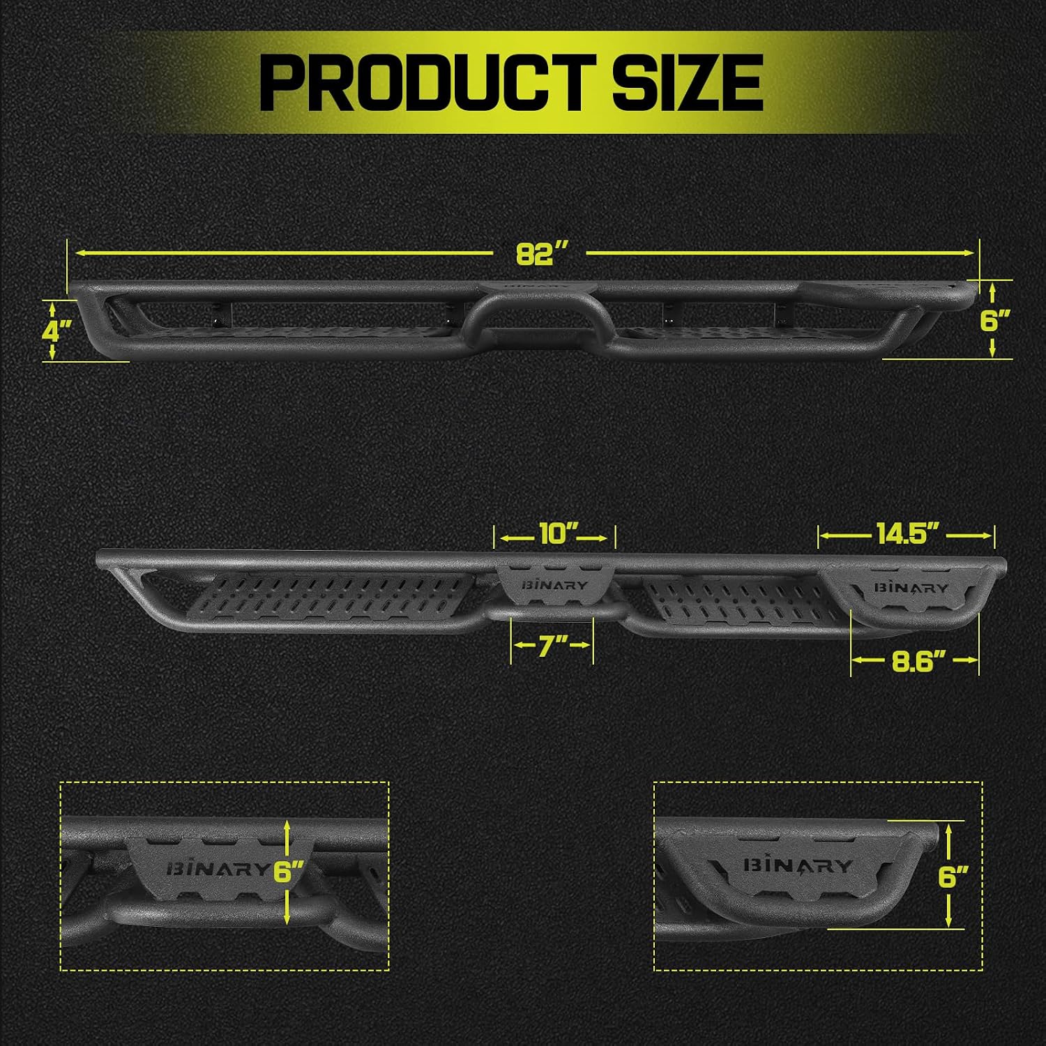 Detailed instructions are included, and you don't need any special tools like air tools or power tools. Each package comes with two step bars, brackets, and all mounting hardware.