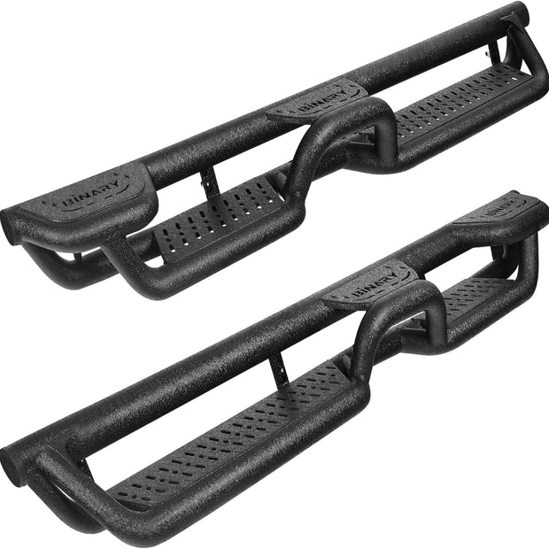 BINARY STAR Running Boards Compatible with Vehicle 2009-2014 Ford F150 Crew Cab, 6 Inch Step Bars with Bed Access and Middle Side Steps, 4-Steps Design Black Nerf Bars Step Bars Rock Sliders