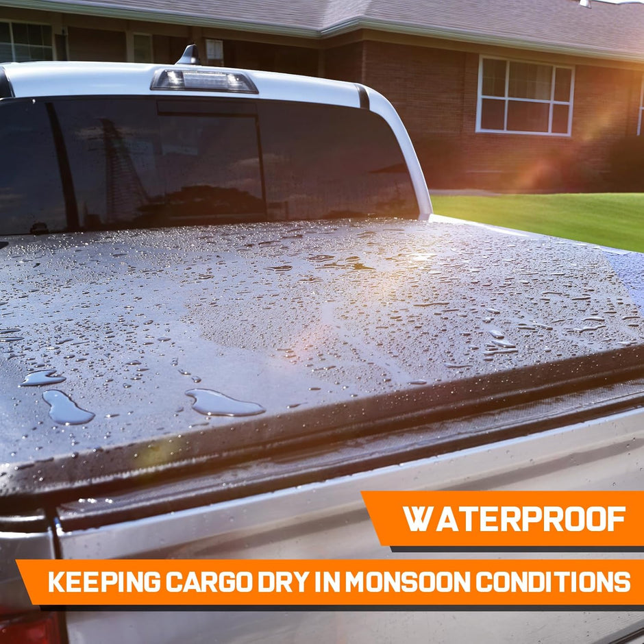 Cover is made out of heavy duty 26.5oz waterproof material, which are durable and can effectively resist rain, snow and road splash, and the truck topper ensure that the goods remain dry in rainy season or bad weather.