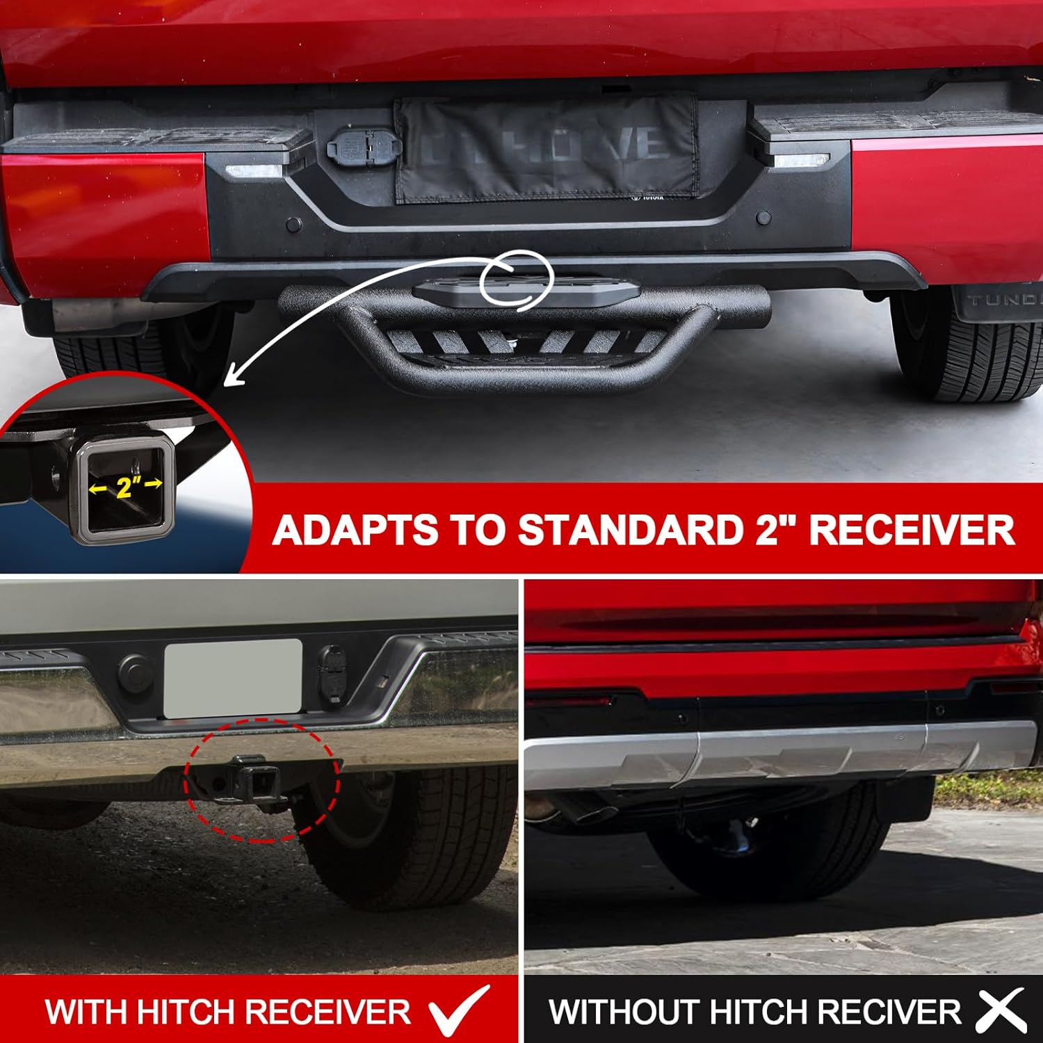 compatible with vehicles with 2-inch hitch receivers(including pickups, SUVs, vans, etc.).