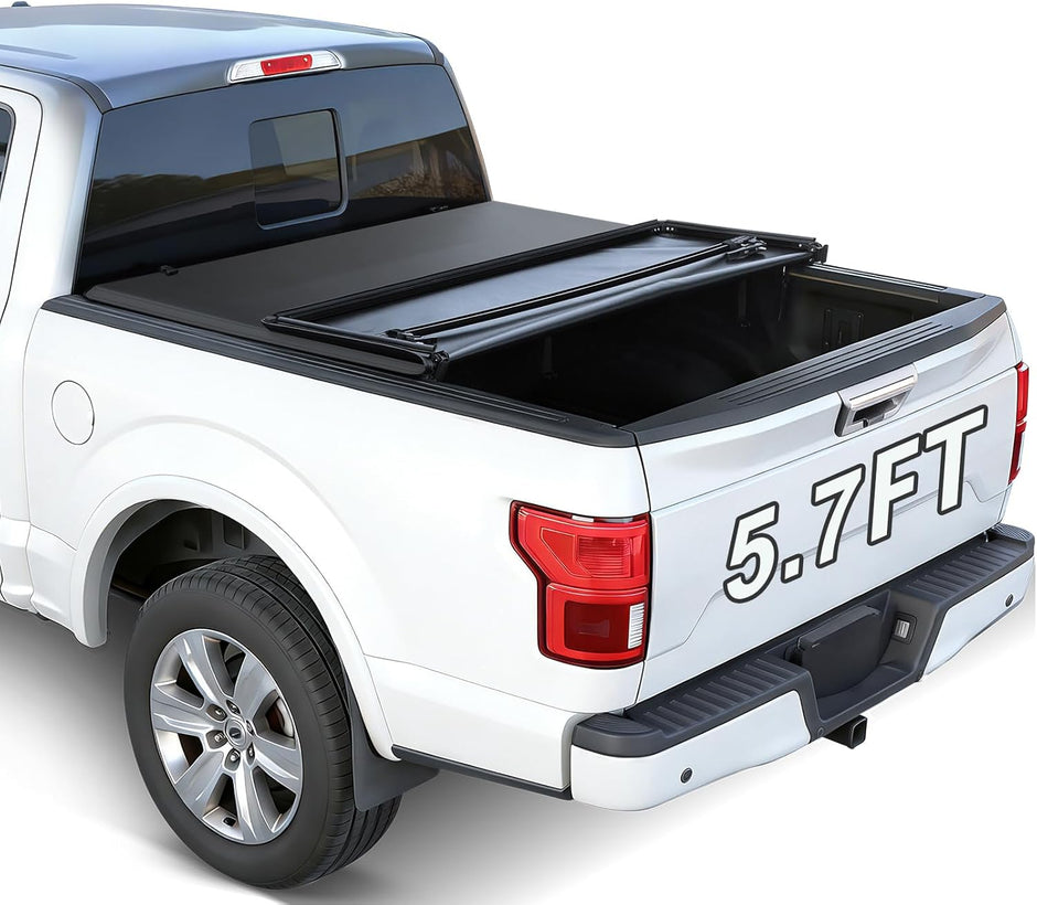Binary Star Soft Tri-Fold Truck Bed Tonneau Cover Compatible with 2009-2026 Dodge Ram 1500 (Incl. Classic & New) 5.7ft Without Rambox，26.5oz Vinyl Truck Cover, All-Weather Tonneau Cover.